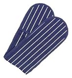 Rushbrookes Butchers Stripe Navy Double Oven Glove