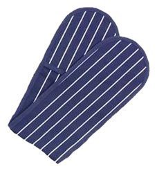 Rushbrookes Butchers Stripe Navy Double Oven Glove