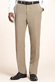 Summer Weight Flat Front Trousers with Linen