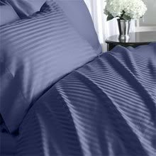 1200 Thread Count 4pc King Size Bed Sheet Set 100% Egyptian Cotton, Sateen Stripe, Deep Pocket, 1200 TC, Stripe Navy Blue