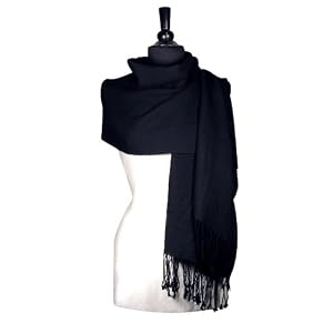 Buy 100% Pashmina BLACK Shawl Wrap. Woman's Scarf. by Choosy Shopper
