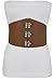 TFJ Women Fashion Wide Corset Belt Silver Metal Hook Buckle Brown Faux Leather S M