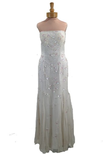 Strapless Ivory Beaded Evening Dress - Bridal, Wedding, Party, Formal Gown by Sean Collection (1847)