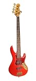RICHWOOD RBB ELECTRIC BASS 5 STRING ACTIVE PICKUP RED SPECIAL PRICE GREAT DEAL