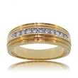 Men's 1/4CT Diamond Wedding Ring Band in 14K Yellow & White Gold