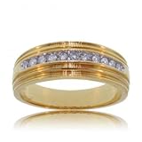 Men's 14KT Two Tone Gold Wedding Ring 1/4 Carat Diamond