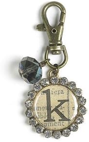 Monarch Inspirations Antiqued Initial K Keychain with Bead Charm M-RK-K