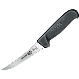 Forschner Victorinox 5 Black Fibrox Handle Boning Knife, Curved, Semi-Stiff, Model 40514 by