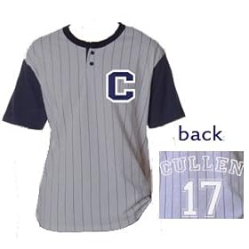 Cullen 17 Pinstripe Baseball Jersey Adult Sizes Grey & Navy