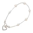 6" Liquid Silver/Cultured Freshwater Pearl/Open Heart Children's Bracelet