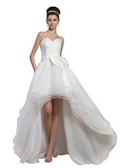 A-line Strapless Organza/Satin Spring Summer Fall Sweetheart Tiered   Dress with a Brush/Sweep Train  With a Bow(s) and a Ribbon  and a Sash 