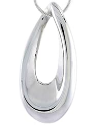 Sterling Silver Teardrop style Pendant / Slide, 1 5/16 inch (34 mm) tall