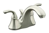 IMAGE OF KOHLER K-10270-4-BN Forte Centerset Lavatory Faucet with Sculpted Lever Handles, Vibrant Brushed Nickel