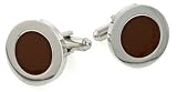 Silver plated cufflinks with brown enamel with presentation box