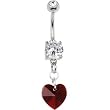 Austrian Crystal Heart January Birthstone Belly Ring
