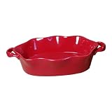 BIA Cordon Bleu Wavy 86-Ounce Oval Baker, Red