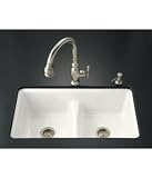 KOHLER K-5838-7U-0 Deerfield Smart Divide Undercounter Kitchen Sink, White