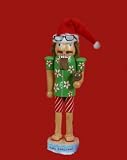 Green Tropical Nutcracker Christmas Holiday Decor Surfer Santa