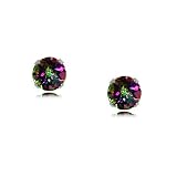 Mystic Fire Topaz Earrings in 925 Silver Round Created