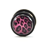 Fake Plug Ohrstecker LEOPARD pink