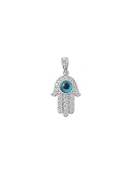 Sterling Silver Hamsa Hand of God Pendant Best Seller Charm Pure 925 New 18mm with 1mm Snake Chain