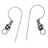 Real Silver Plated Copper French Wire Earring Hooks With Coil and Daisy (20)