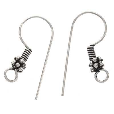 Real Silver Plated Copper French Wire Earring Hooks With Coil and Daisy (20)
