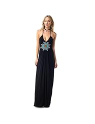 Sexy Rayon/Spandex Halter Sleeveless Beaded Draped Maxi Dress 