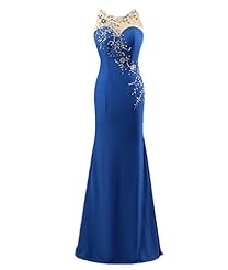 Natural   Waistline Mermaid Beaded Sheer  Scoop Neck Chiffon Evening Dress/Prom Dress/Party Dress  With Rhinestones