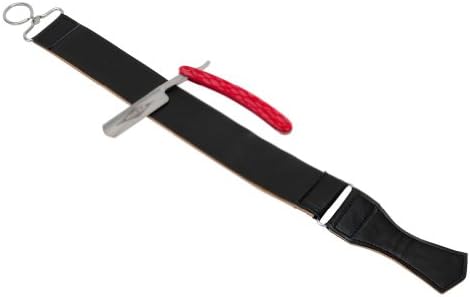 5" Straight Folding Razor Red Handle & Sharpening Leather Strop Shaving Combo