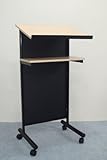Wheeled Lectern with Storage Shelf - Compact Standing Desk for Reading - Lap-Top Stand