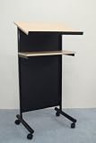 Wheeled Lectern with Storage Shelf - Compact Standing Desk for Reading - Lap-Top Stand