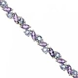 Ladies White Gold Bracelet Amethyst & Tanzanite Sz 7.5