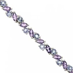 New Violet Marquise Shape Amethyst Tanzanite White Gold 10K Tennis Bracelet