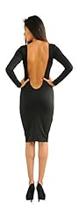 Long Sleeves Backless Elastane/Polyester/Scuba/Knit Bodycon Dress/Midi Dress 