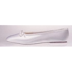Saugus Special Occasions Satin Ballet Flats Dyeable Bridal Slippers WHITE Sz. 8M
