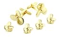 Yellow gold plated cufflinks and shirt stud propeller formal set with presentation box. Made in the U.S.A