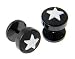 136L Stainless Steel Star Fake Plug with Rubber Logo Face Width: 7mm Gauge: 16 - Sold as Pair