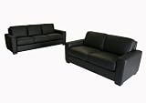 2pc Leather Sofa Set in Black Finish By Wholesale Interiors