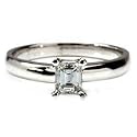 1/2 Carat Emerald Cut Diamond 18k White Gold, Solitaire Engagement Ring