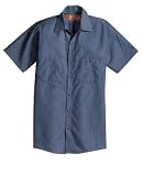 NEW CornerStone - Short Sleeve Industrial Work Shirt Grey/Blue-2XLR