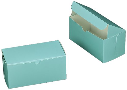Dress My Cupcake Lock and Tab Cupcake Box with Lid, Tiffany Blue/White, Set of 100