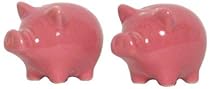 Stoneware Pottery Pink Pigs Salt and Pepper Shakers 2.25"H 2 Sets of 2