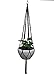 Hanpo Hemp Rope Macrame Plant Hanger Hanging Planter 4 Legs 59 Inch for 12-13 inch Plant Pot, Without Pot and Plant (Black-Cotton)