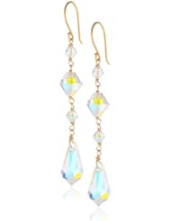 Swarovski Elements Bicone and Briolette Gold over Silver Drop Earrings