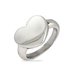 Eve's Addiction Stainless Steel Engravabe Heart Signet Ring