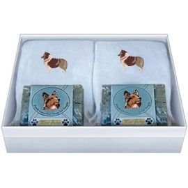 Double Gift Box with Sheltie Soap and Towel