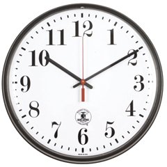 CHICAGO LIGHTHOUSE FOR THE BLIND Atomic Slimline Clock, 12-3/4in, Black, 1 AA Battery