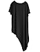 JOLLYCHIC Women's Solid Color Loose Asymmetry O-Neck Short Sleeve Cotton T Shirt One Size Black