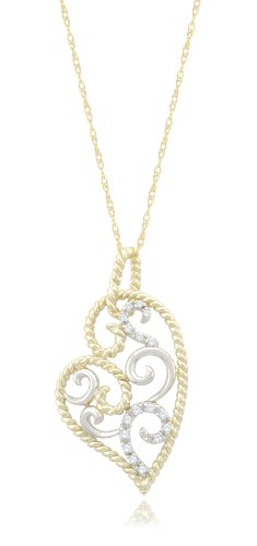 10k Yellow Gold Heart Diamond Pendant (1 11 cttw - I-J Color - I2-3 Clarity) - 18